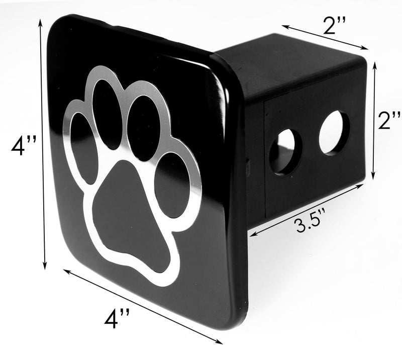 eVerHITCH Dog Paw Print Tube Plug Hitch Cover (Black and Chrome, Fits 2" Receiver) - Image 2